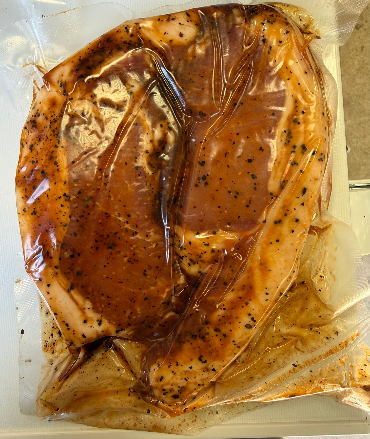 Black garlic pork loin steaks