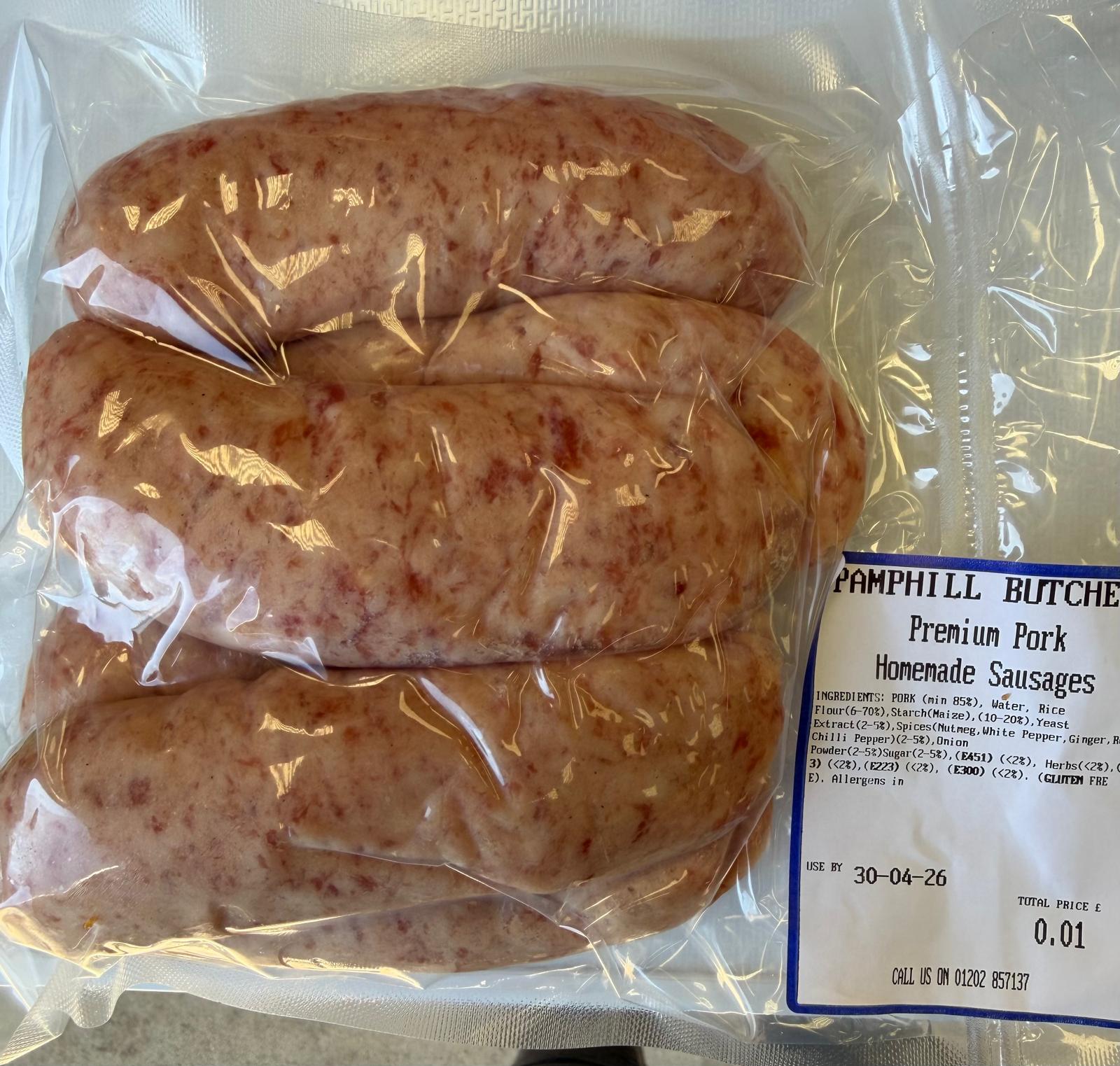 Pork and apple sausages